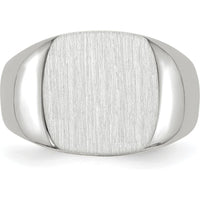 14K White Gold 12.5mm Open Back Signet Ring with Satin Finish and Tapered Band by 0
