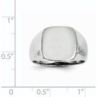 14K White Gold 12.5mm Open Back Signet Ring with Satin Finish and Tapered Band by 0
