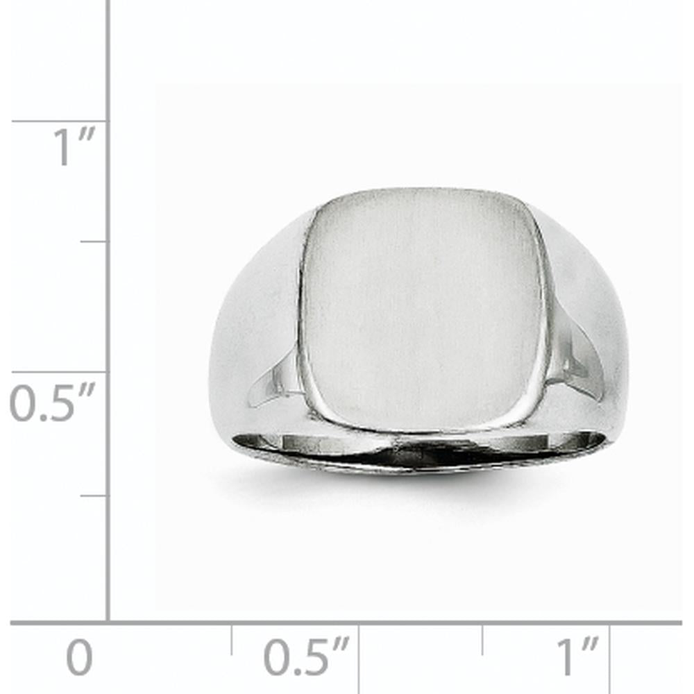 14K White Gold 12.5mm Open Back Signet Ring with Satin Finish and Tapered Band by 0