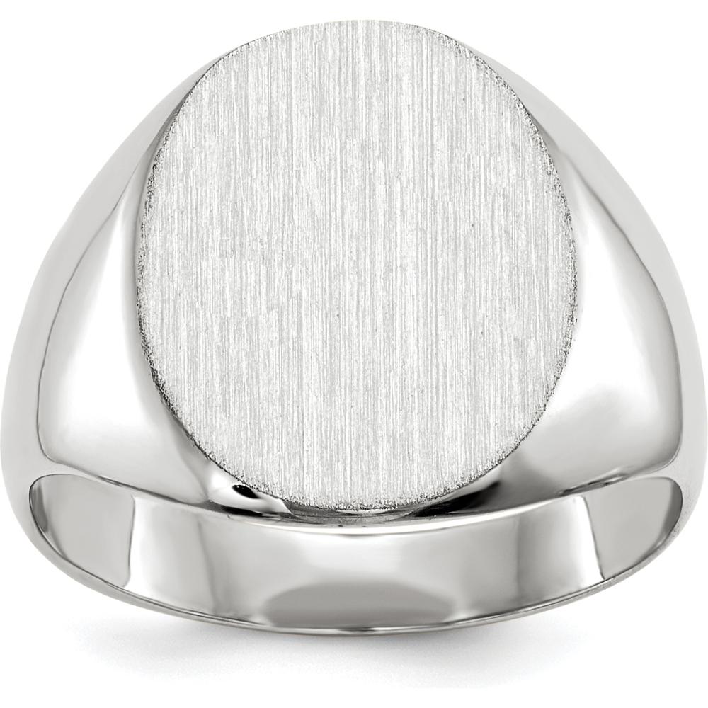 14K White Gold 12.5x13.5mm Closed Back Signet Ring with Satin Finish by 0