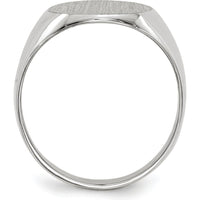 14K White Gold 12.5x13.5mm Closed Back Signet Ring with Satin Finish by 0