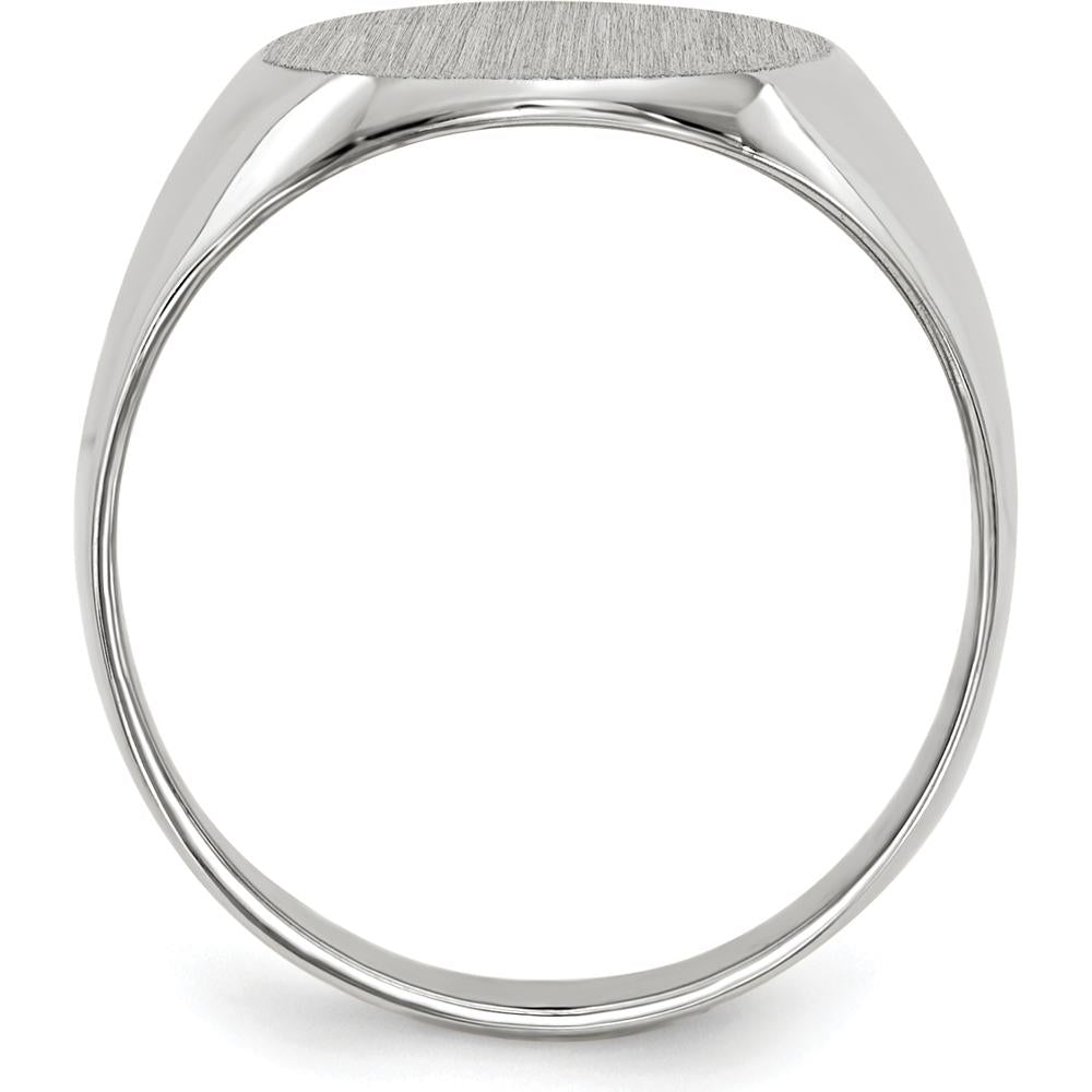 14K White Gold 12.5x13.5mm Closed Back Signet Ring with Satin Finish by 0