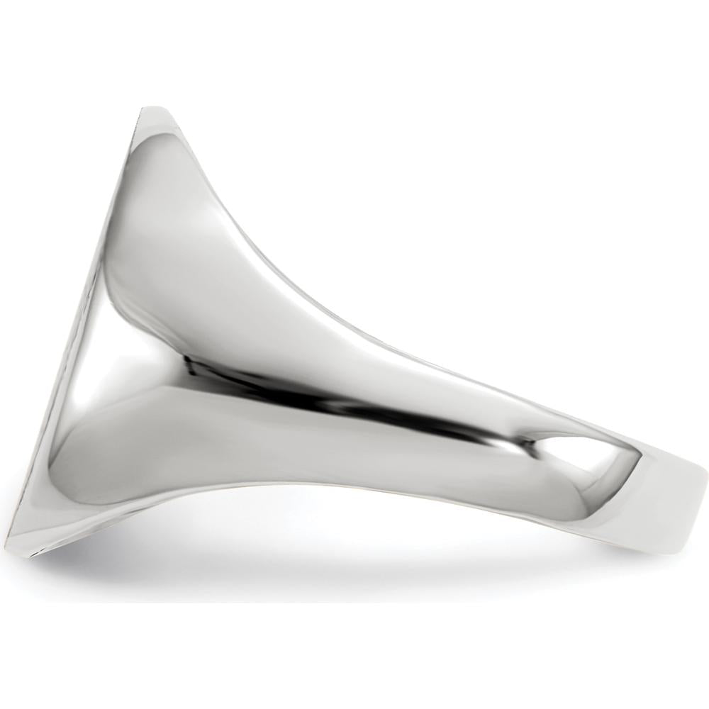 14K White Gold 12.5x13.5mm Closed Back Signet Ring with Satin Finish by 0