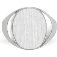 14K White Gold 12.5x13.5mm Closed Back Signet Ring with Satin Finish by 0