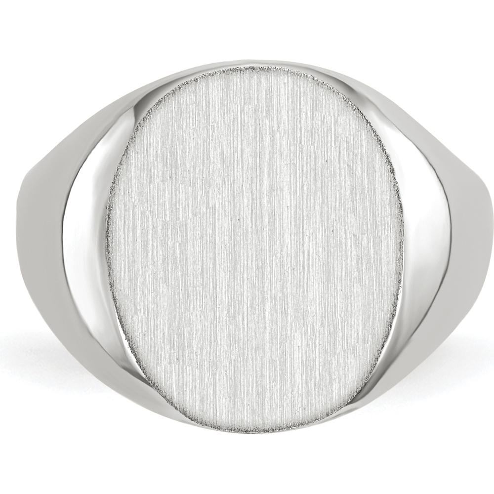 14K White Gold 12.5x13.5mm Closed Back Signet Ring with Satin Finish by 0
