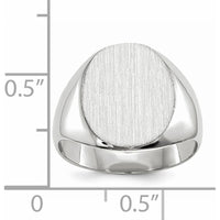 14K White Gold 12.5x13.5mm Closed Back Signet Ring with Satin Finish by 0