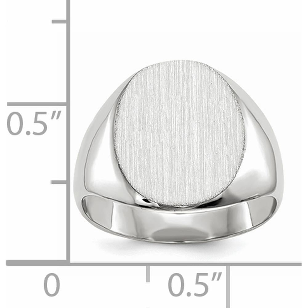 14K White Gold 12.5x13.5mm Closed Back Signet Ring with Satin Finish by 0