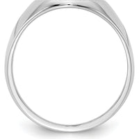 14K White Gold 12.5x15mm Polished & Brushed Signet Ring for Men - Engravable, Sizable, Rhodium-Plated by 0