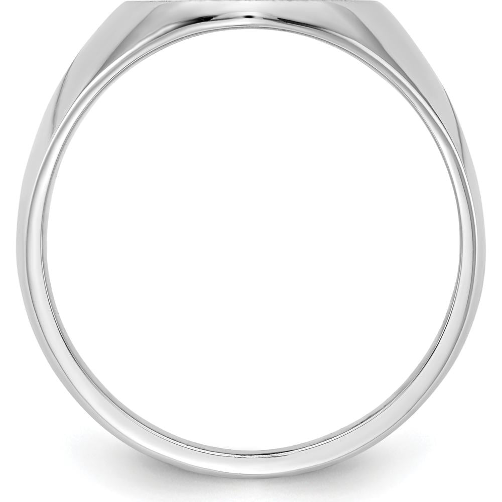 14K White Gold 12.5x15mm Polished & Brushed Signet Ring for Men - Engravable, Sizable, Rhodium-Plated by 0