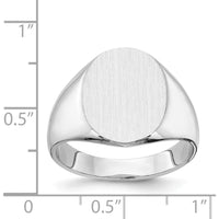14K White Gold 12.5x15mm Polished & Brushed Signet Ring for Men - Engravable, Sizable, Rhodium-Plated by 0