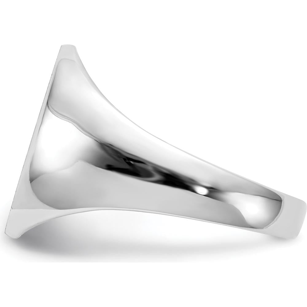 14K White Gold 12.5x15mm Polished & Brushed Signet Ring for Men - Engravable, Sizable, Rhodium-Plated by 0