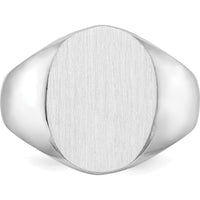 14K White Gold 12.5x15mm Polished & Brushed Signet Ring for Men - Engravable, Sizable, Rhodium-Plated by 0