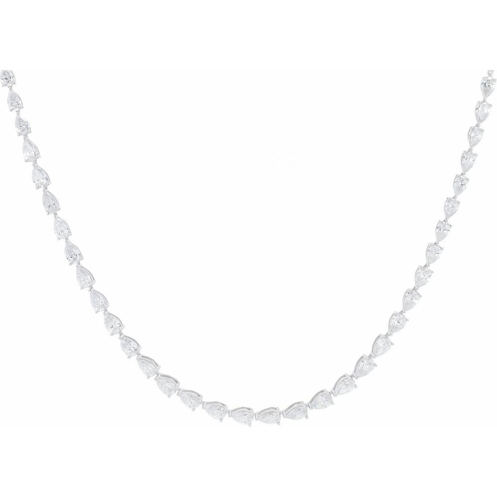 14K White Gold 12 Carat Lab Grown Diamond Necklace - Pear Shaped Stones