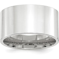 14K White Gold 12mm Flat Comfort Fit Wedding Band with Polished Finish and Rhodium Plating by Luciano & Cie
