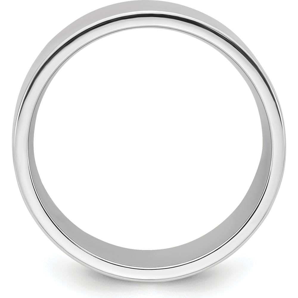 14K White Gold 12mm Flat Comfort Fit Wedding Band with Polished Finish and Rhodium Plating by Luciano & Cie