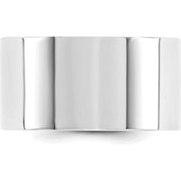 14K White Gold 12mm Flat Comfort Fit Wedding Band with Polished Finish and Rhodium Plating by Luciano & Cie