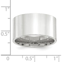 14K White Gold 12mm Flat Comfort Fit Wedding Band with Polished Finish and Rhodium Plating by Luciano & Cie