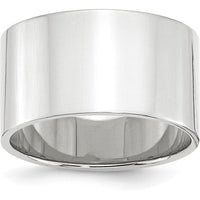 14K White Gold 12mm Flat Wedding Band with Polished Finish - Lightweight, Size 9.5 by Luciano & Cie