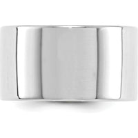 14K White Gold 12mm Flat Wedding Band with Polished Finish - Lightweight, Size 9.5 by Luciano & Cie