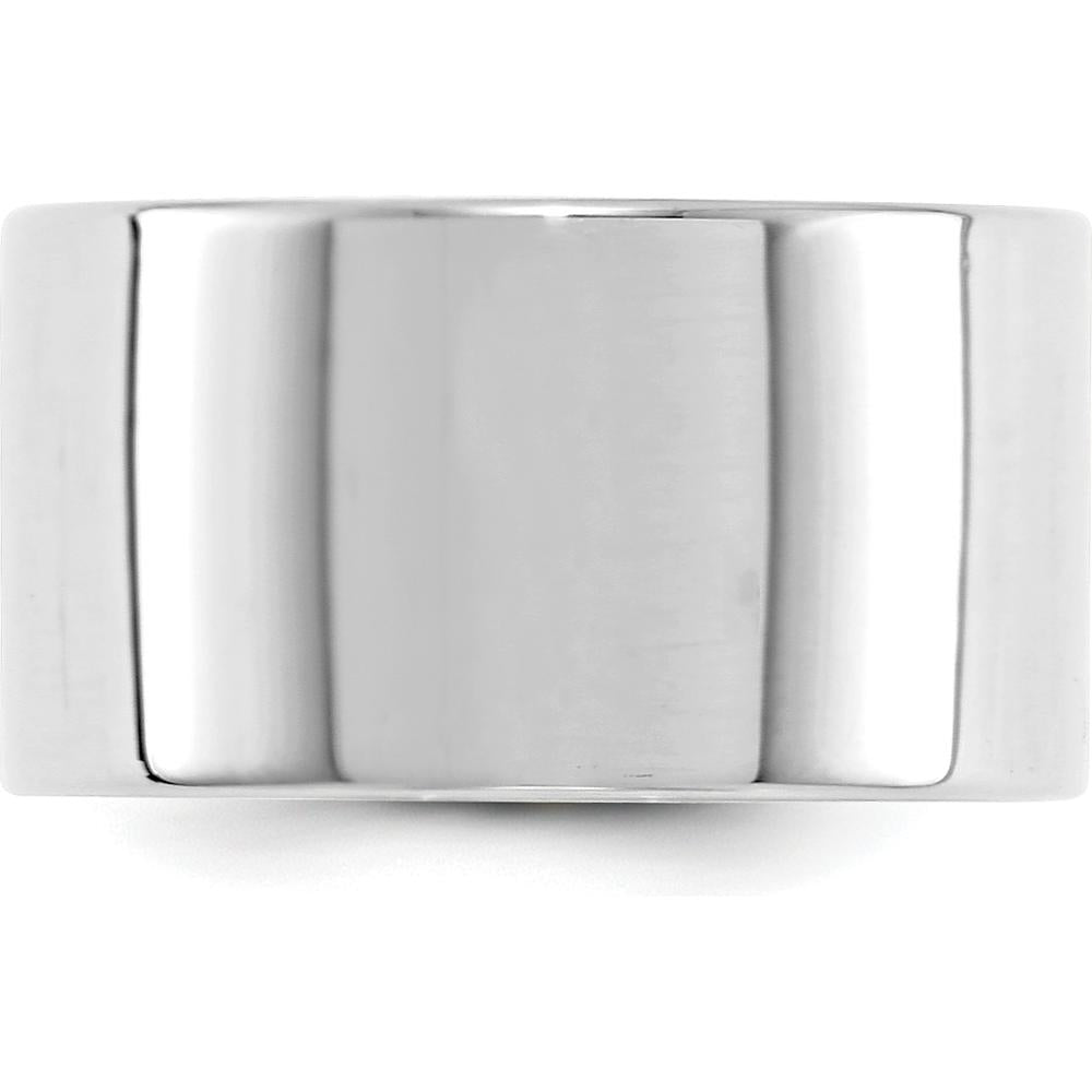 14K White Gold 12mm Flat Wedding Band with Polished Finish - Lightweight, Size 9.5 by Luciano & Cie