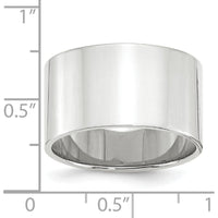 14K White Gold 12mm Flat Wedding Band with Polished Finish - Lightweight, Size 9.5 by Luciano & Cie