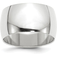 14K White Gold 12mm Half-Round Wedding Band Size 7.5 - Polished Finish by Luciano & Cie