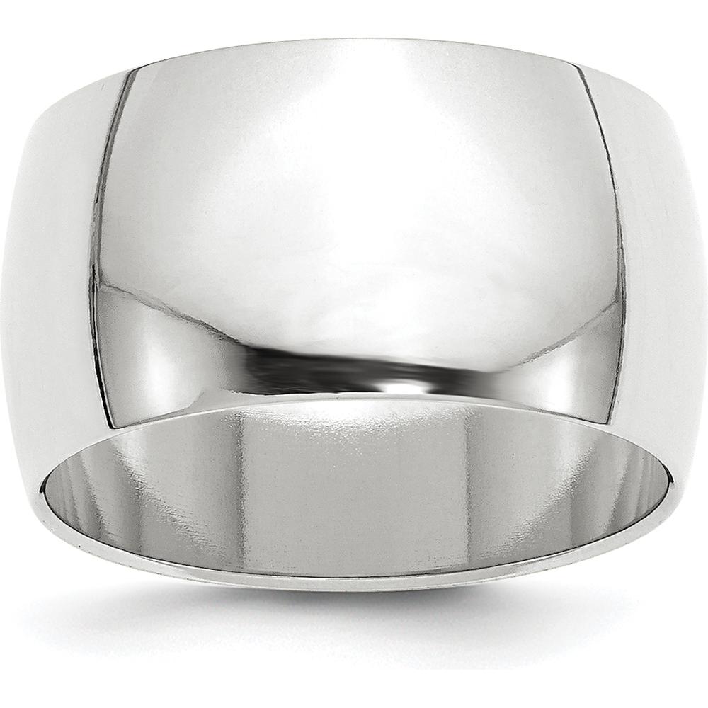 14K White Gold 12mm Half-Round Wedding Band Size 7.5 - Polished Finish by Luciano & Cie