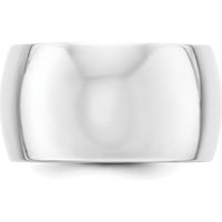 14K White Gold 12mm Half-Round Wedding Band Size 7.5 - Polished Finish by Luciano & Cie