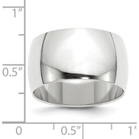 14K White Gold 12mm Half-Round Wedding Band Size 7.5 - Polished Finish by Luciano & Cie
