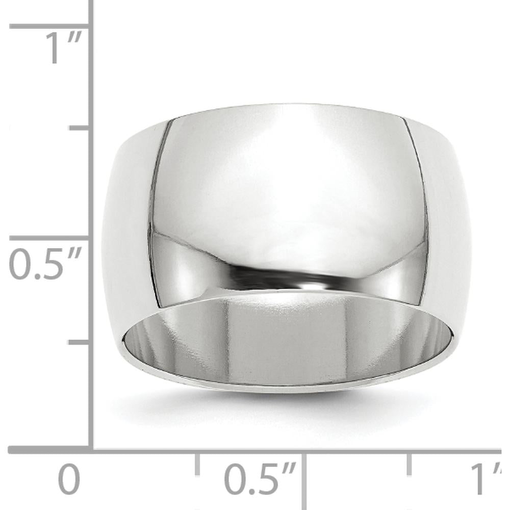 14K White Gold 12mm Half-Round Wedding Band Size 7.5 - Polished Finish by Luciano & Cie