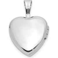 14K White Gold 12mm Heart Locket with 0.01 Carat Round Diamond - Engravable and Polished Finish by Monteluci Fine Jewelry