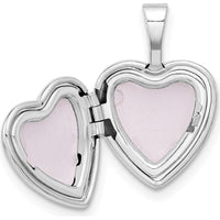 14K White Gold 12mm Heart Locket with 0.01 Carat Round Diamond - Engravable and Polished Finish by Monteluci Fine Jewelry