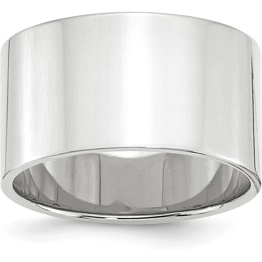 14K White Gold 12mm Lightweight Flat Wedding Band - Polished Finish - Size 5.5 by Luciano & Cie