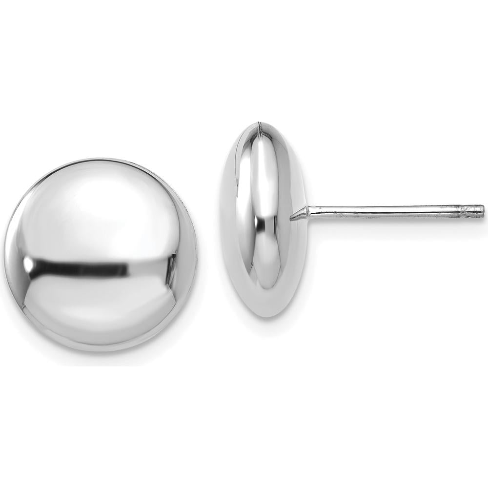 14K White Gold 12mm Polished Button Post Earrings - Timeless Elegance by Oro Pregiato