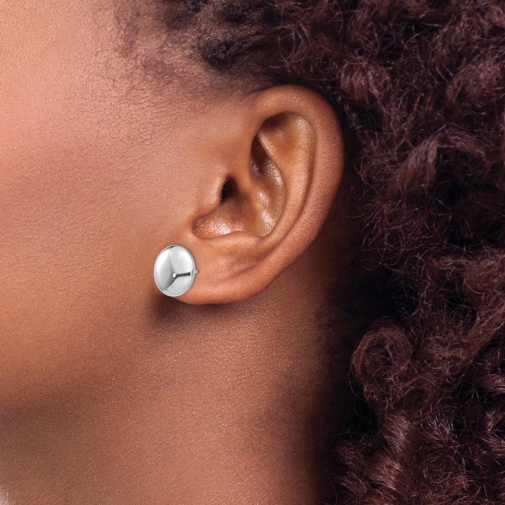 14K White Gold 12mm Polished Button Post Earrings - Timeless Elegance by Oro Pregiato