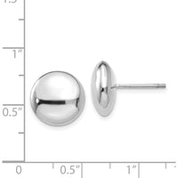 14K White Gold 12mm Polished Button Post Earrings - Timeless Elegance by Oro Pregiato