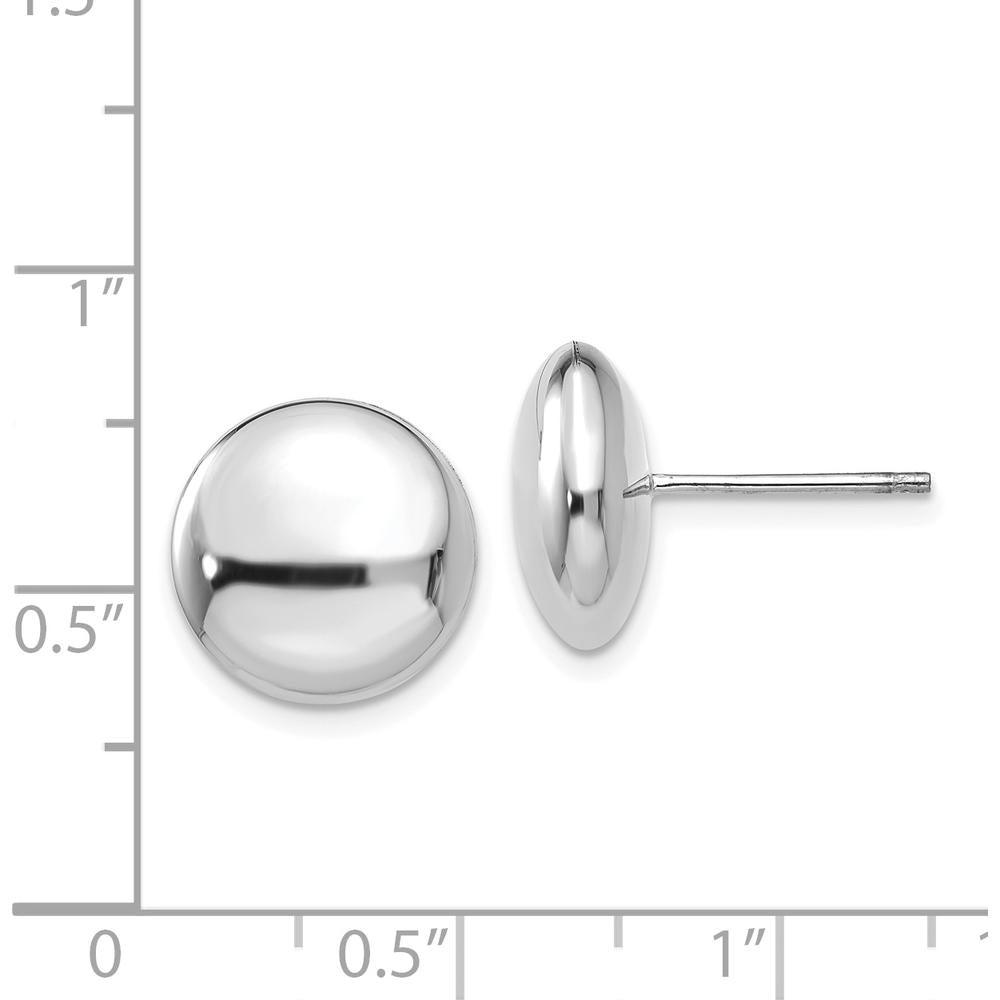 14K White Gold 12mm Polished Button Post Earrings - Timeless Elegance by Oro Pregiato