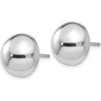 14K White Gold 12mm Polished Half Ball Button Earrings - Rhodium-Plated Finish by Oro Pregiato
