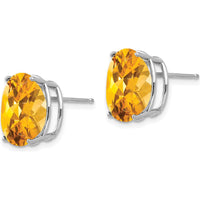 14K White Gold 12x10mm Oval Citrine Stud Earrings - 4.50 Carat Total Citrine Weight by Monteluci Fine Jewelry