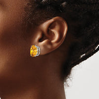 14K White Gold 12x10mm Oval Citrine Stud Earrings - 4.50 Carat Total Citrine Weight by Monteluci Fine Jewelry