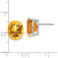 14K White Gold 12x10mm Oval Citrine Stud Earrings - 4.50 Carat Total Citrine Weight by Monteluci Fine Jewelry