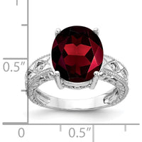 14K White Gold 12x10mm Oval Garnet and Diamond Accent Ring - 4.81 Carat Total Gem Weight by Monteluci Fine Jewelry