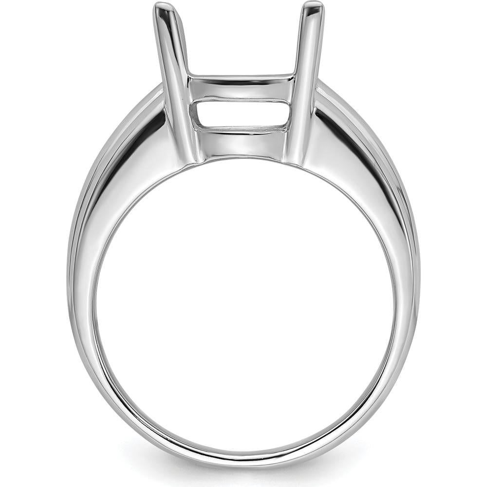 14K White Gold 12x10mm Oval Gemstone Ring Mounting with Polished Rhodium Finish by Monteluci Fine Jewelry