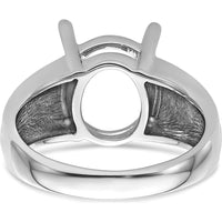14K White Gold 12x10mm Oval Gemstone Ring Mounting with Polished Rhodium Finish by Monteluci Fine Jewelry