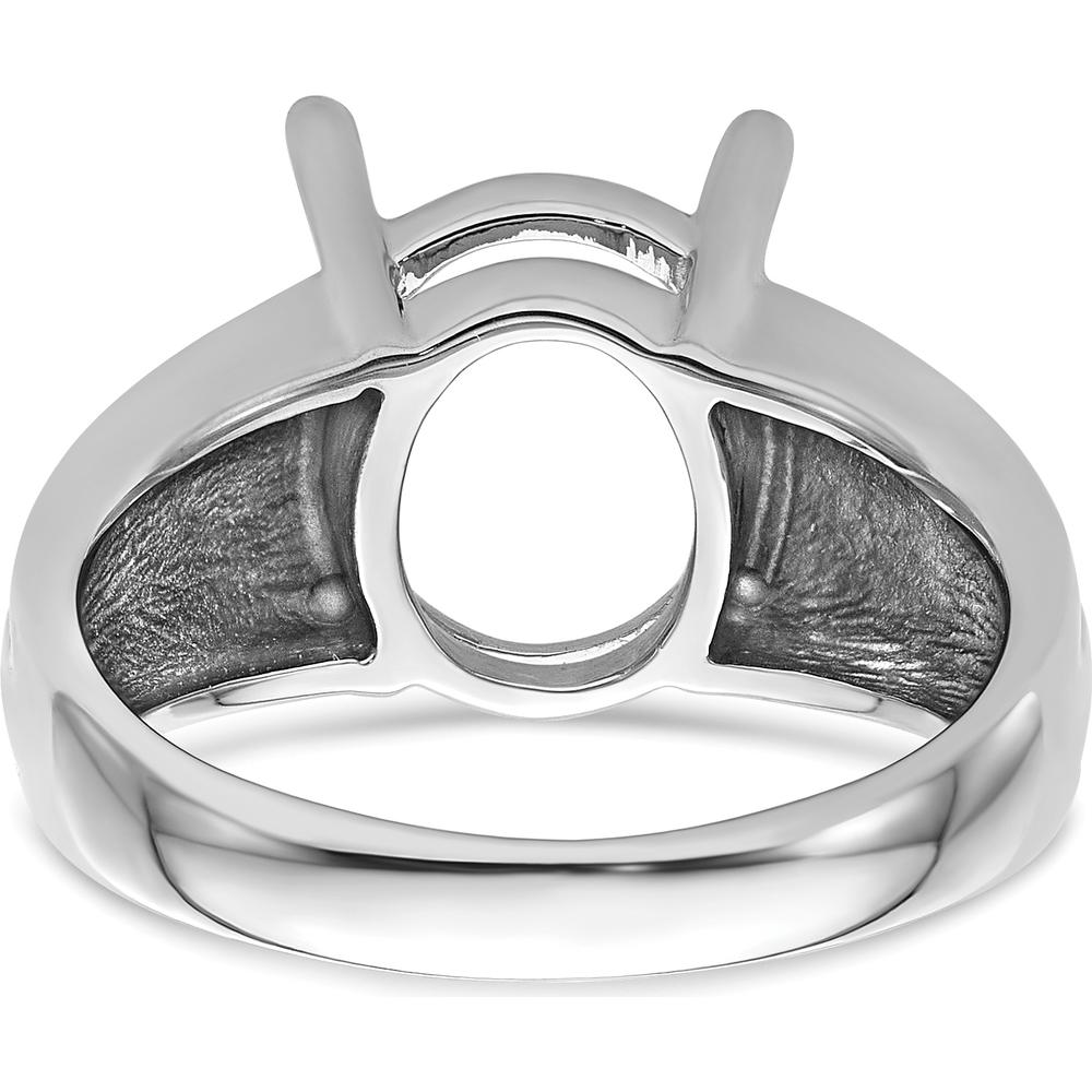 14K White Gold 12x10mm Oval Gemstone Ring Mounting with Polished Rhodium Finish by Monteluci Fine Jewelry