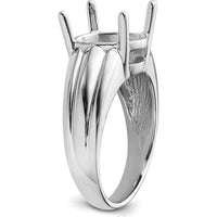 14K White Gold 12x10mm Oval Gemstone Ring Mounting with Polished Rhodium Finish by Monteluci Fine Jewelry