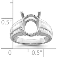 14K White Gold 12x10mm Oval Gemstone Ring Mounting with Polished Rhodium Finish by Monteluci Fine Jewelry