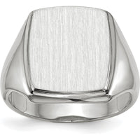 14K White Gold 13.0x15.0mm Men's Signet Ring with Satin and Polished Finish by 0