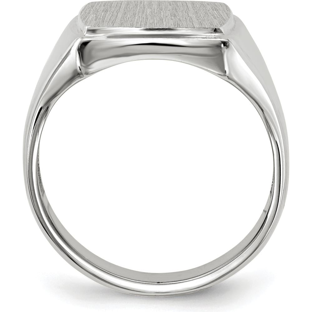 14K White Gold 13.0x15.0mm Men's Signet Ring with Satin and Polished Finish by 0