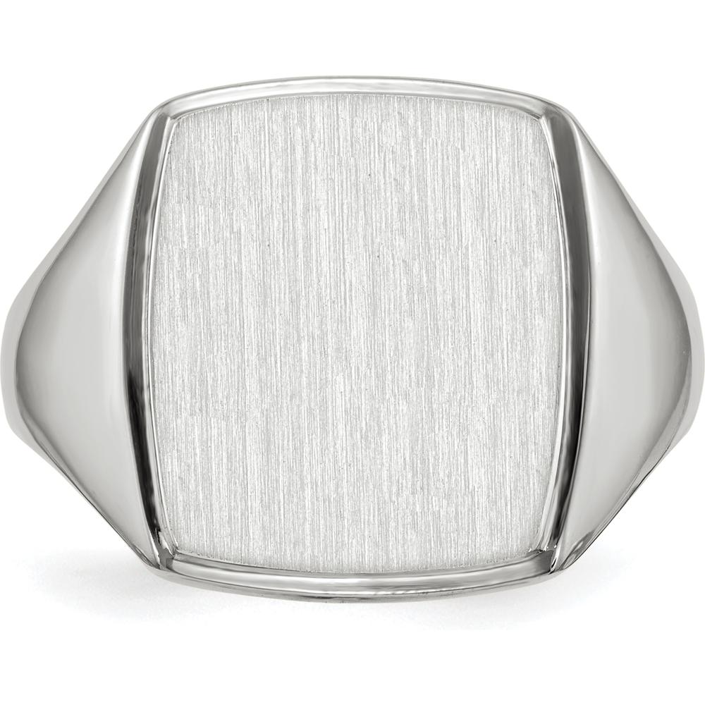 14K White Gold 13.0x15.0mm Men's Signet Ring with Satin and Polished Finish by 0